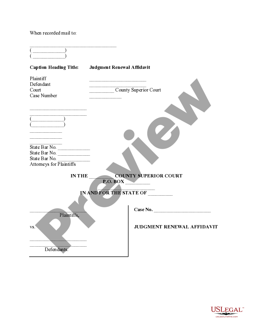 Phoenix Arizona Judgment Renewal Affidavit US Legal Forms