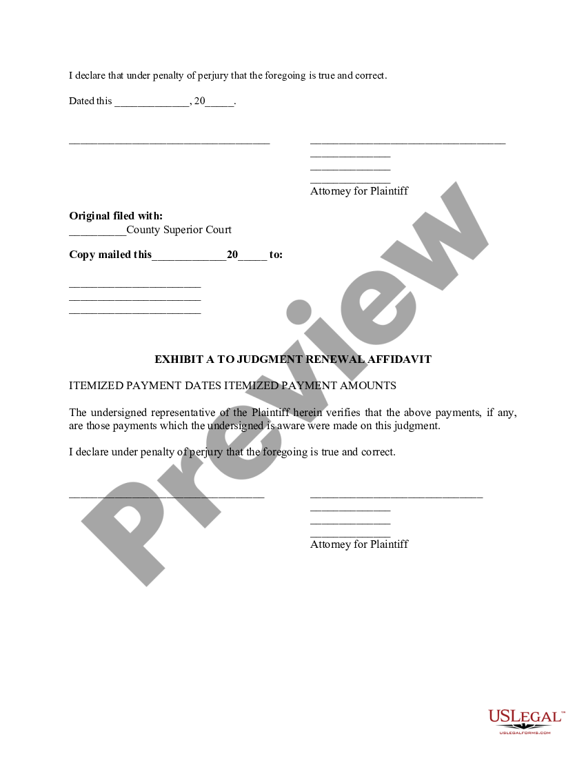 Phoenix Arizona Judgment Renewal Affidavit | US Legal Forms