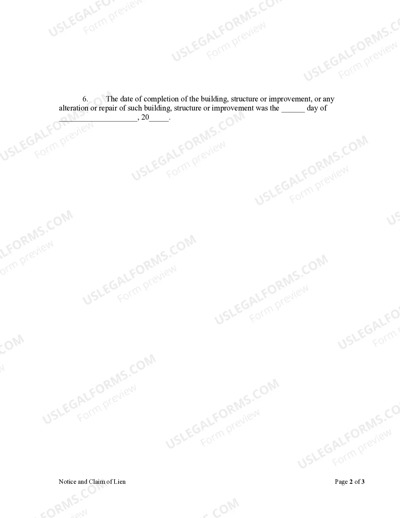Preview Notice and Claim of Lien - Mechanic Liens - Corporation or LLC