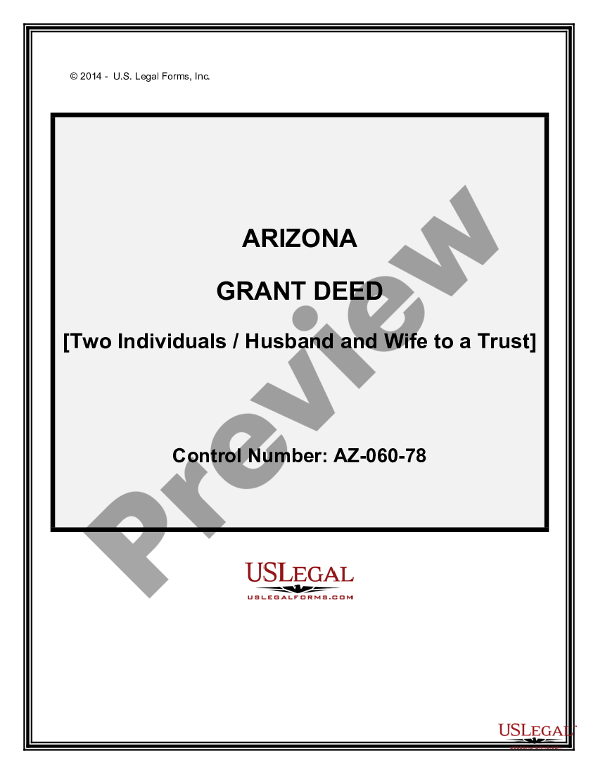 Arizona Grant Deed Form For Special US Legal Forms