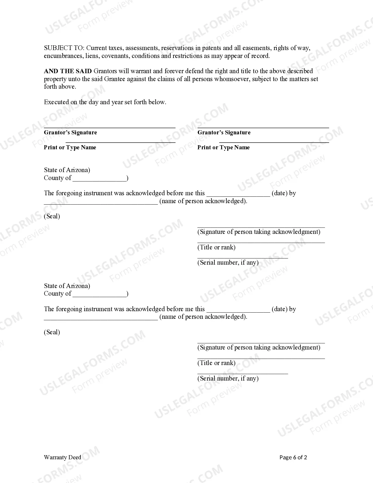 Preview Warranty Deed for a Condominium from Husband and Wife, or Two Individuals, to a Trust