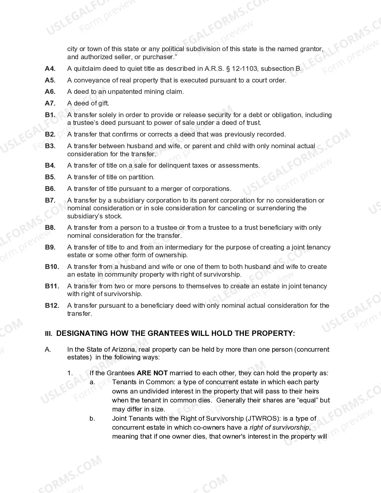 Preview Arizona Warranty Deed for a Condominium from Three Individuals to Two Individuals