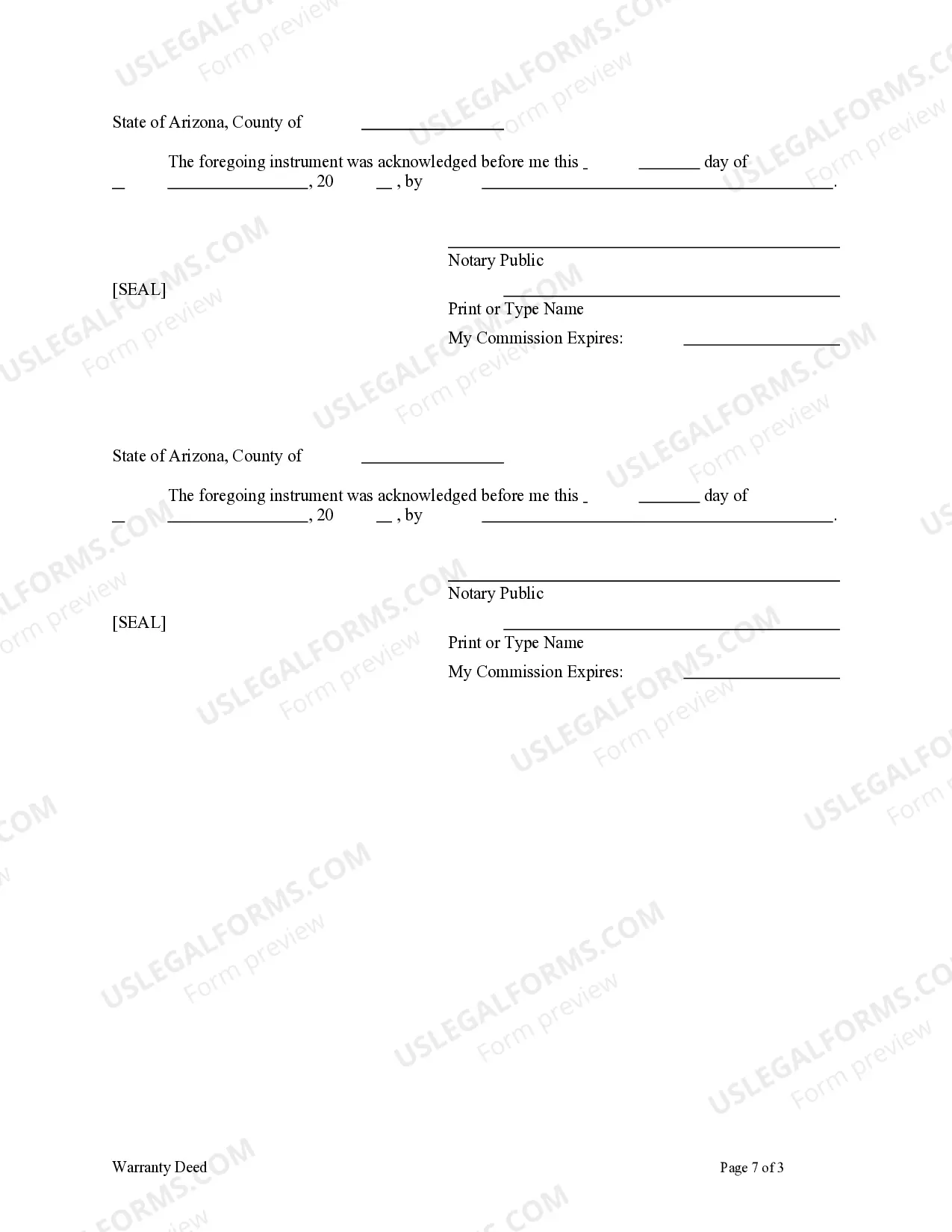 Preview Arizona Warranty Deed for a Condominium from Three Individuals to Two Individuals