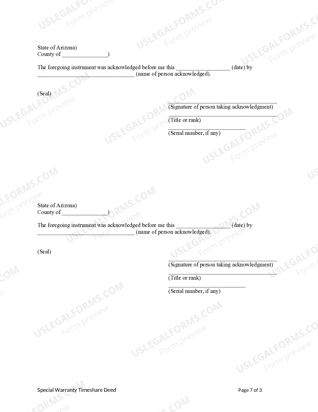 Preview Special Warranty Timeshare Deed form Husband and Wife / Two Individuals to an Individual