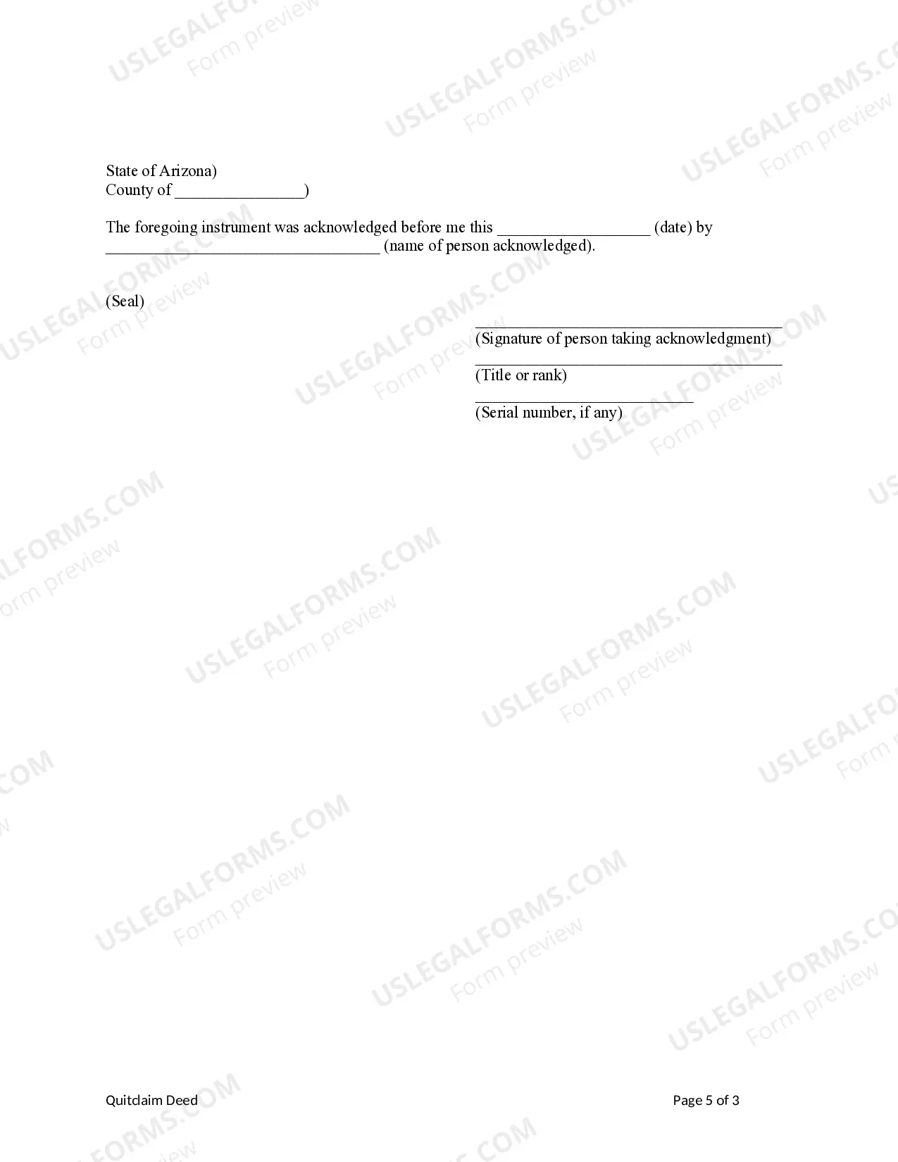 Preview Arizona Correction Deed - Correcting Name(s) of Party(ies)