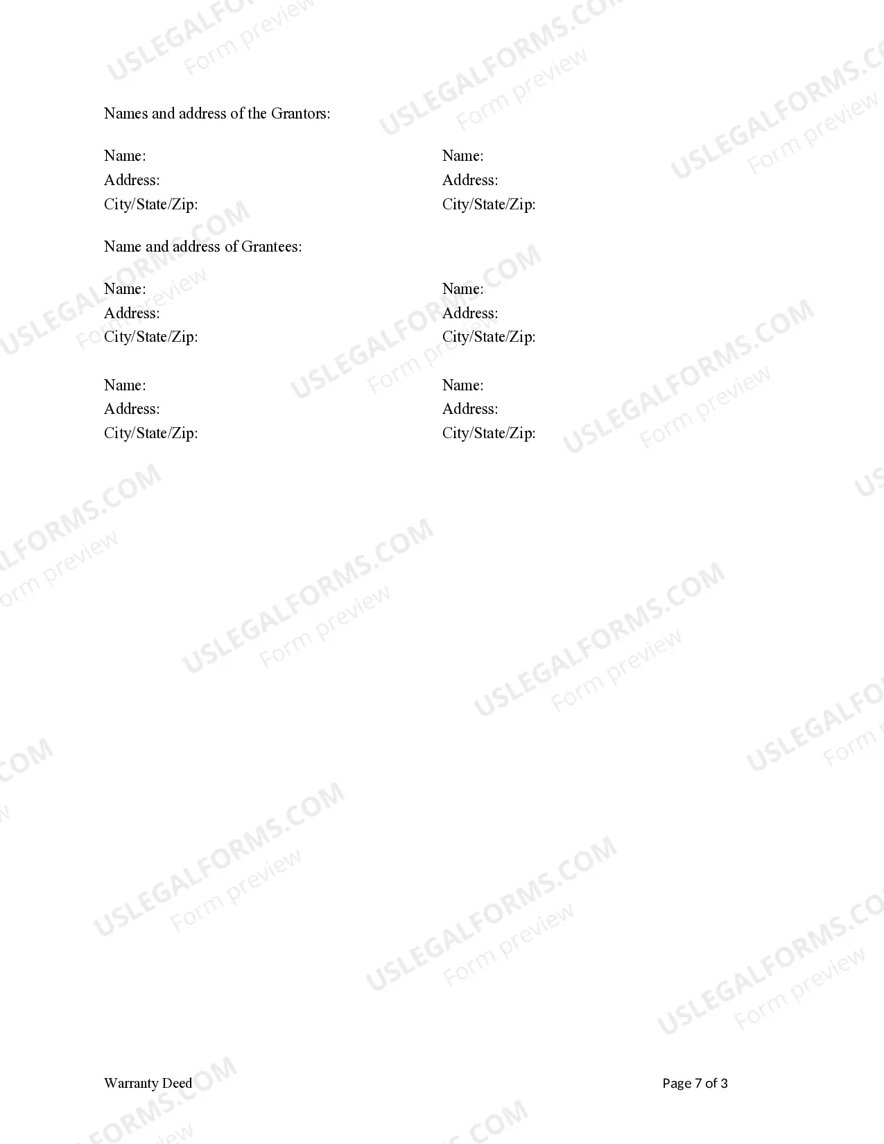 Preview Warranty Deed from Two Individuals to Husband and Wife and Husband and Wife, or 4 Individuals.