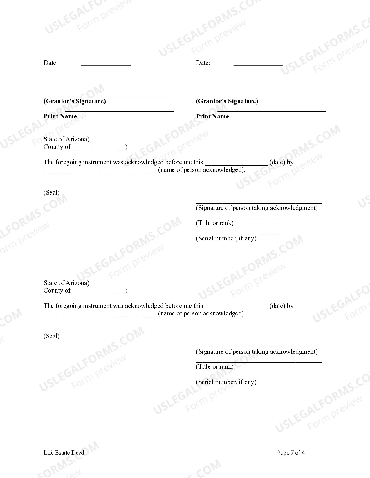 Preview Life Estate Deed from Two married couples to an Individual
