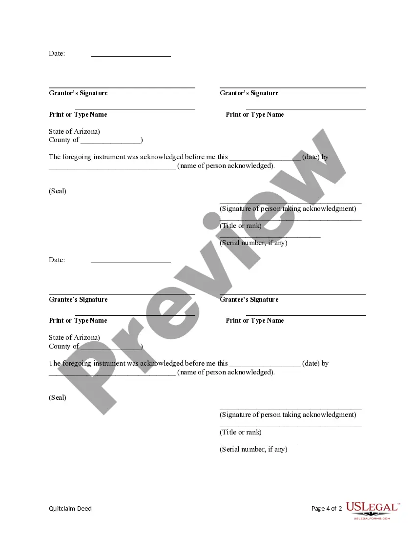 Preview Arizona Correction Deed - Correcting Legal Description