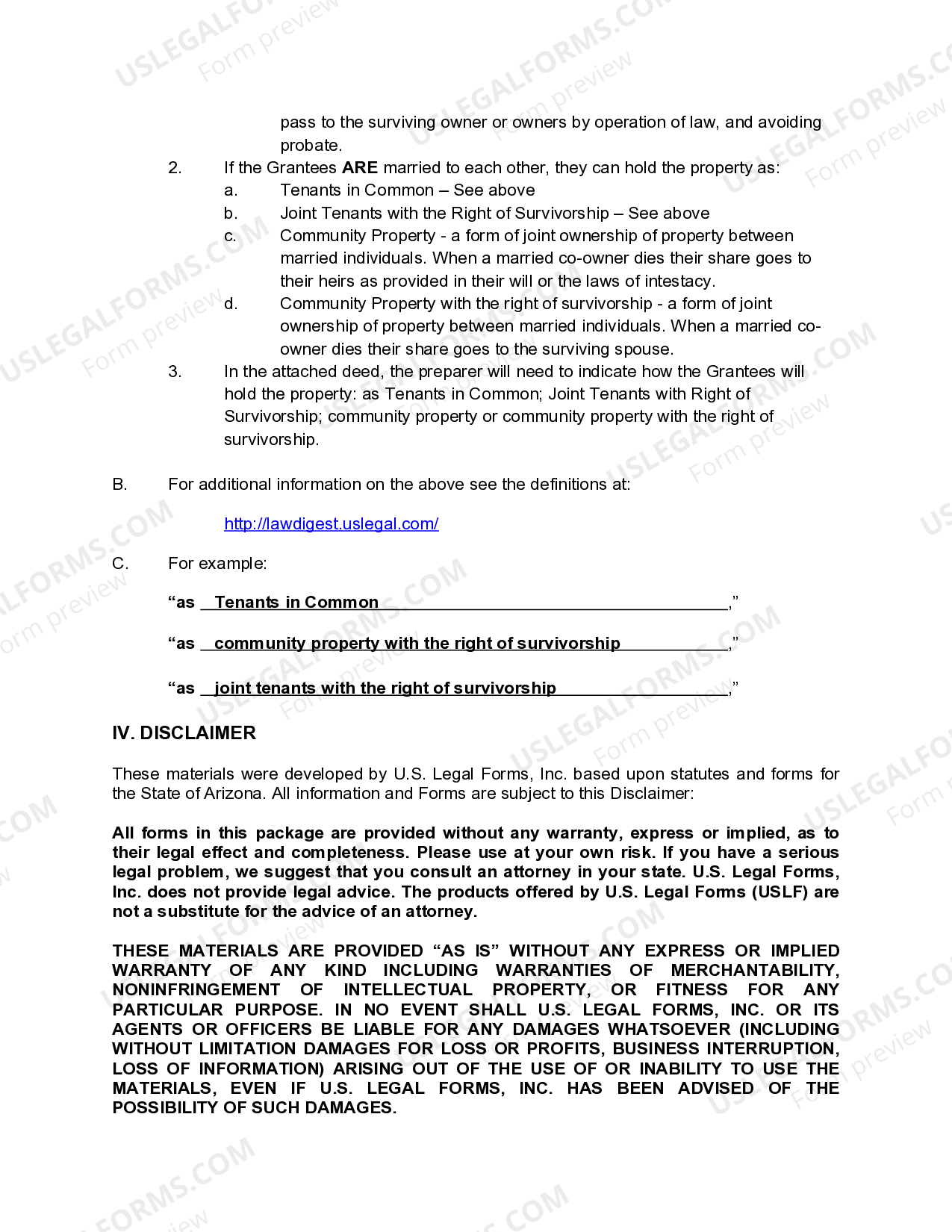 Maricopa Arizona Special Warranty Timeshare Deed from a Trust to a