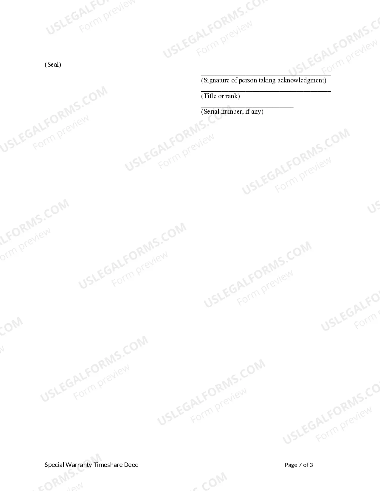 Preview Special Warranty Timeshare Deed from a Trust to a Husband and Wife and Two Individuals