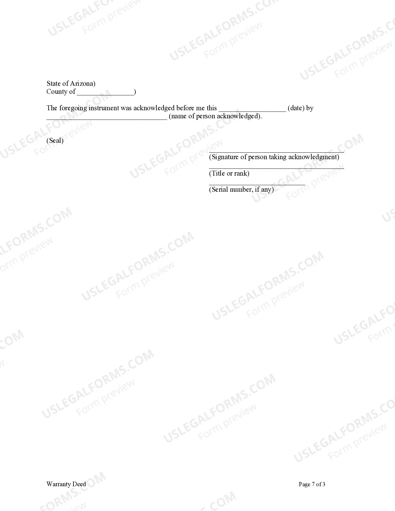 Preview Arizona Warranty Deed for a Condominium from Two Individuals to Two Individuals