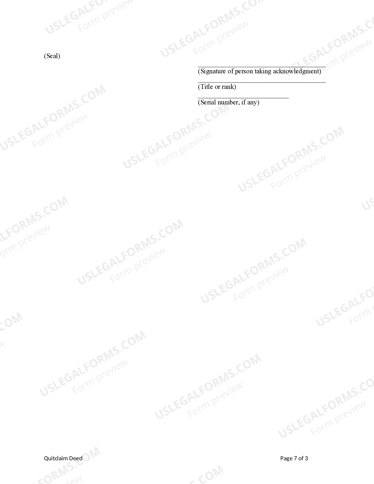 Preview Quitclaim Deed from Husband and Wife to Either the Husband or the Wife