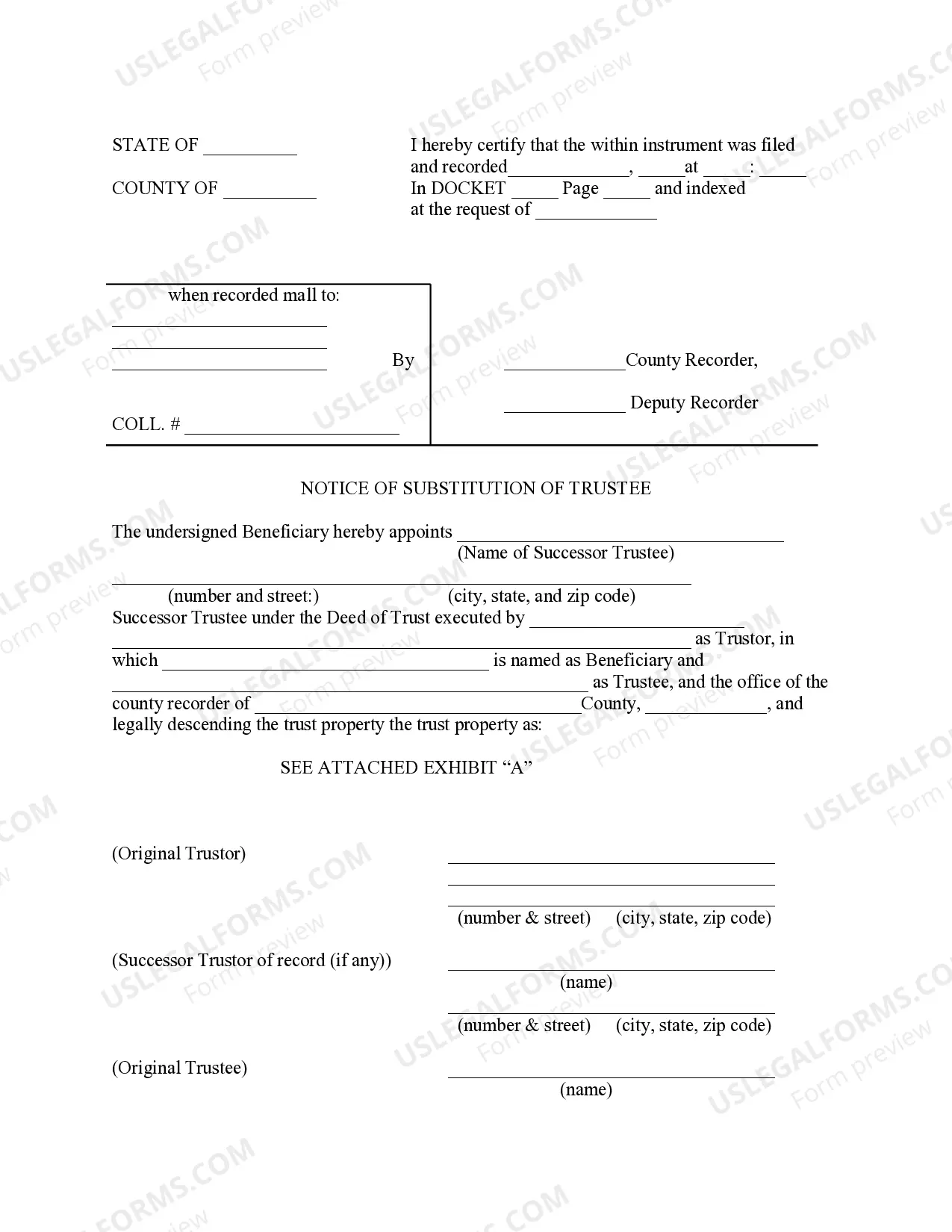 Preview Notice of Substitution of Trustee