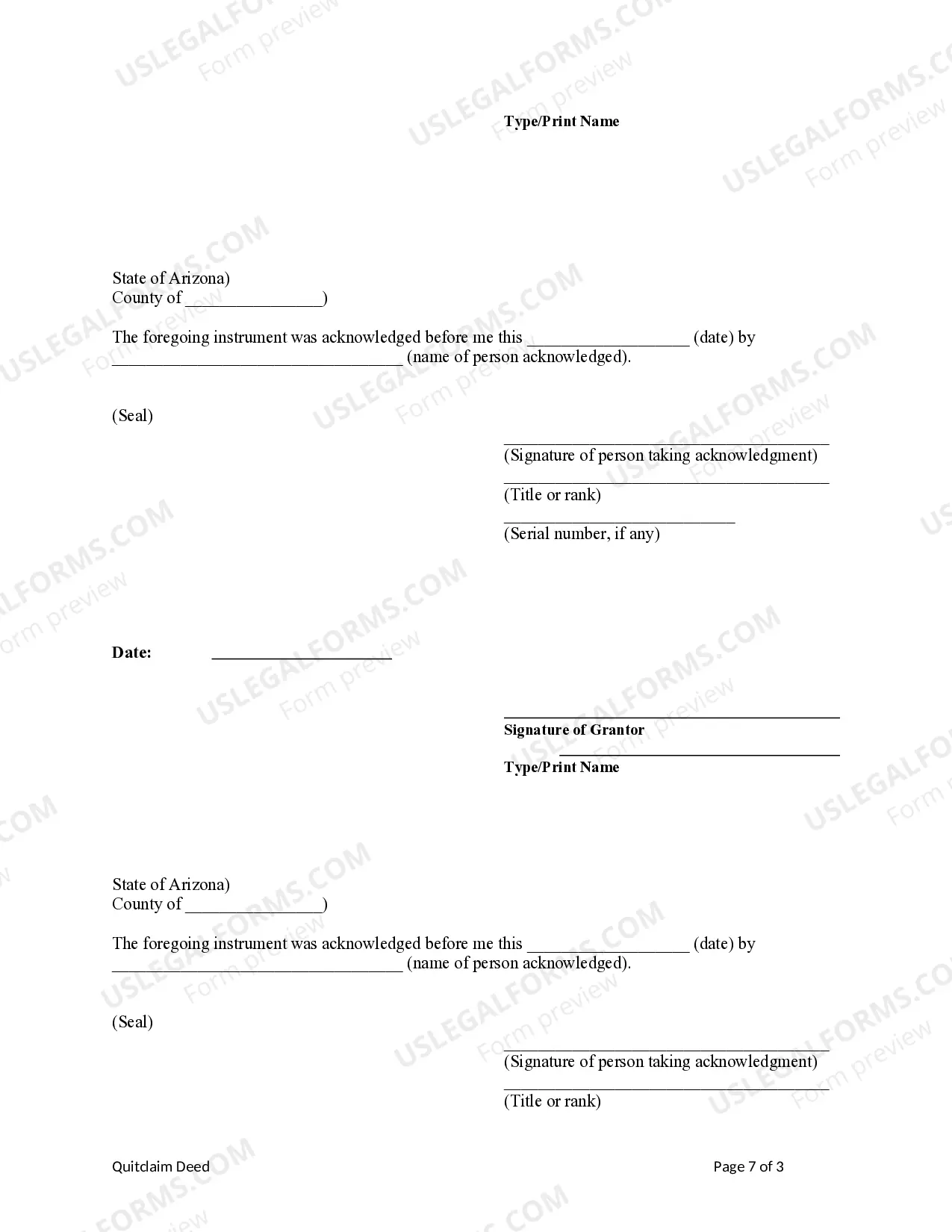 Preview Quitclaim deed from Three Individuals to Two Individuals and a Corporation.