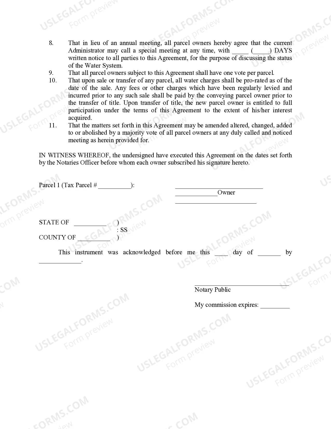 Preview Water System Agreement