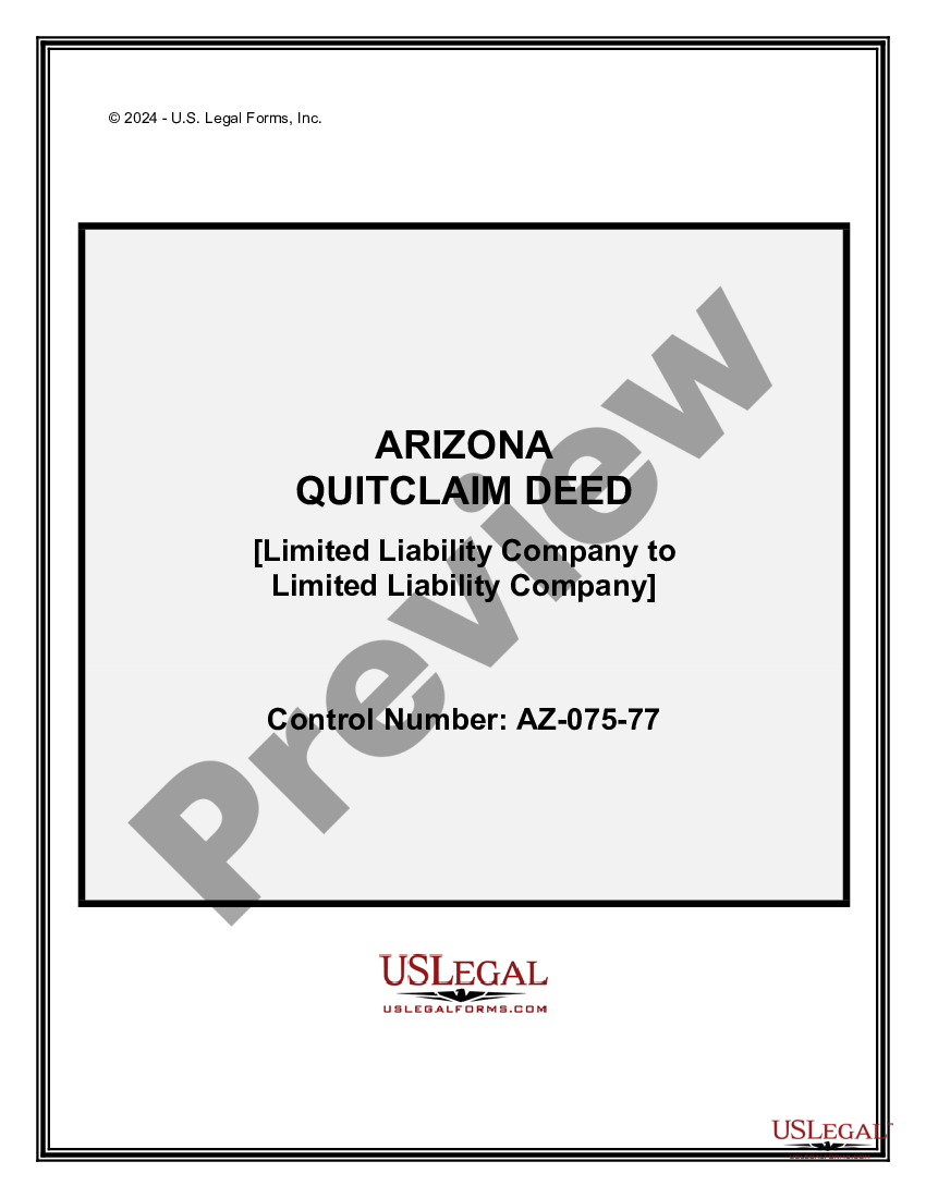 Maricopa Arizona Quitclaim Deed from a Limited Liability Company to a ...