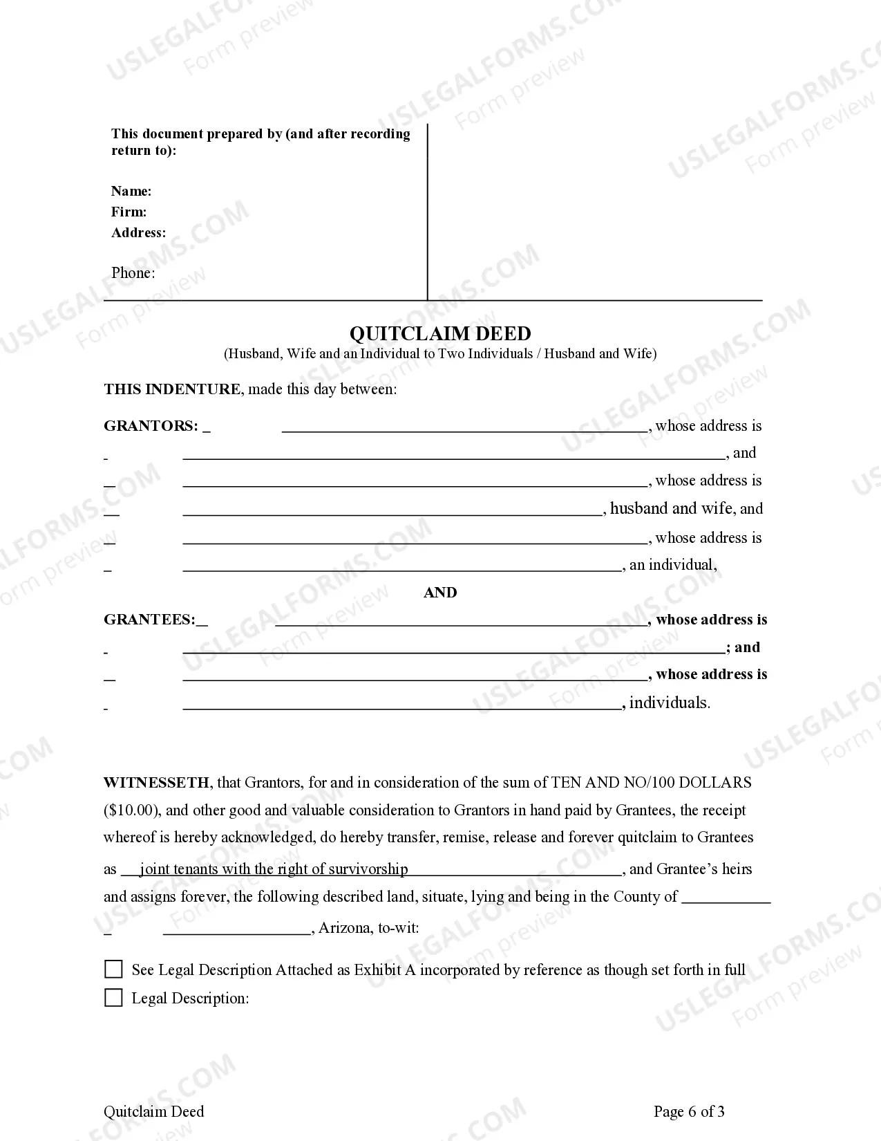 Preview Quitclaim Deed from Husband, Wife and an Individual to Two Individuals / Husband and Wife