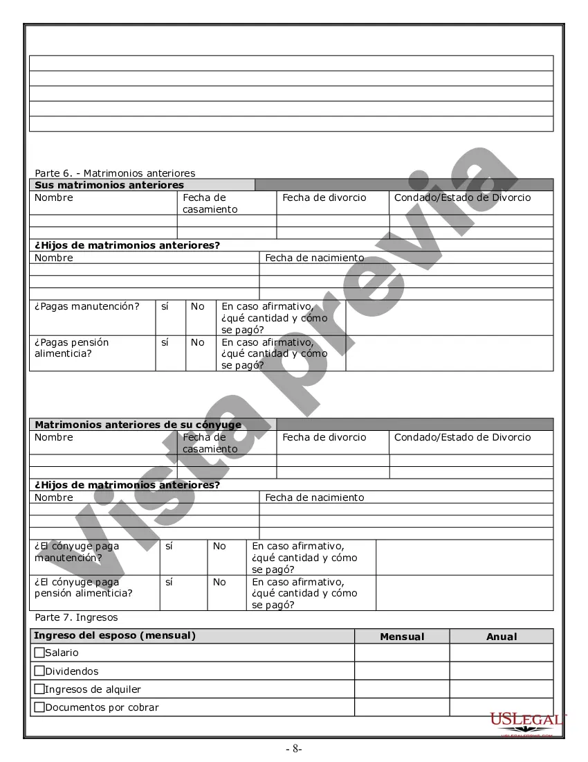 Get Hoja de trabajo de divorcio y resumen de la ley para casos disputados o no disputados de más de 25 páginas - Formulario de entrevista de cliente ideal Preview Hoja de trabajo de divorcio y resumen de la ley para casos disputados o no disputados de más de 25 páginas - Formulario de entrevista de cliente ideal