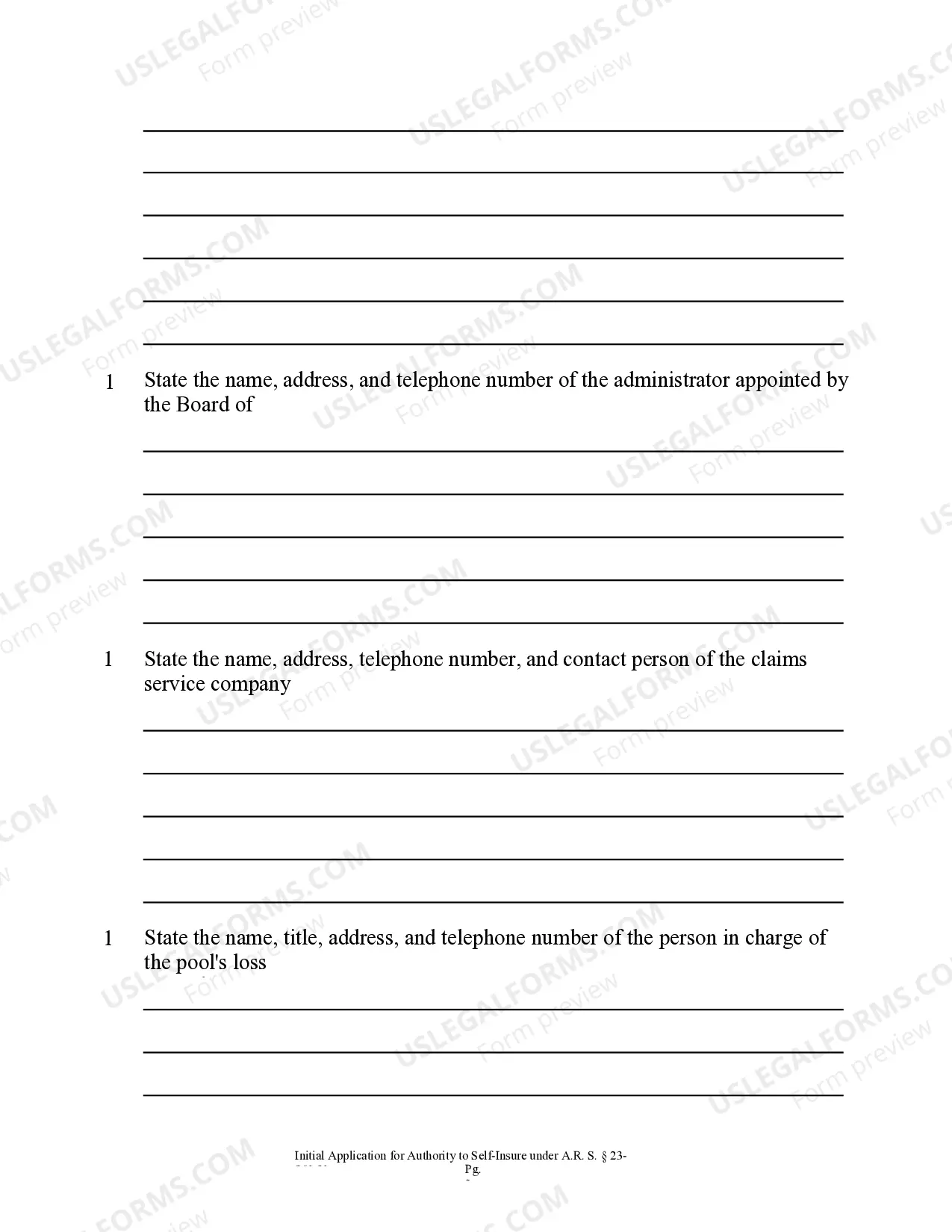 Preview Initial Pool Application For Authority To Self Insure
