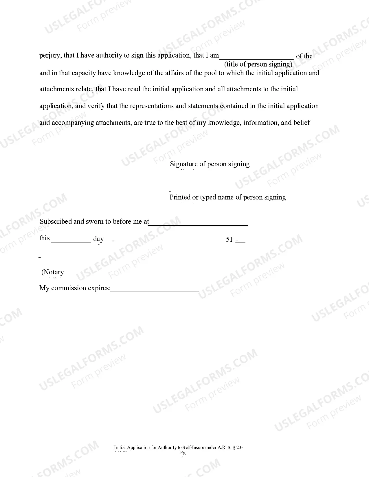 Preview Initial Pool Application For Authority To Self Insure