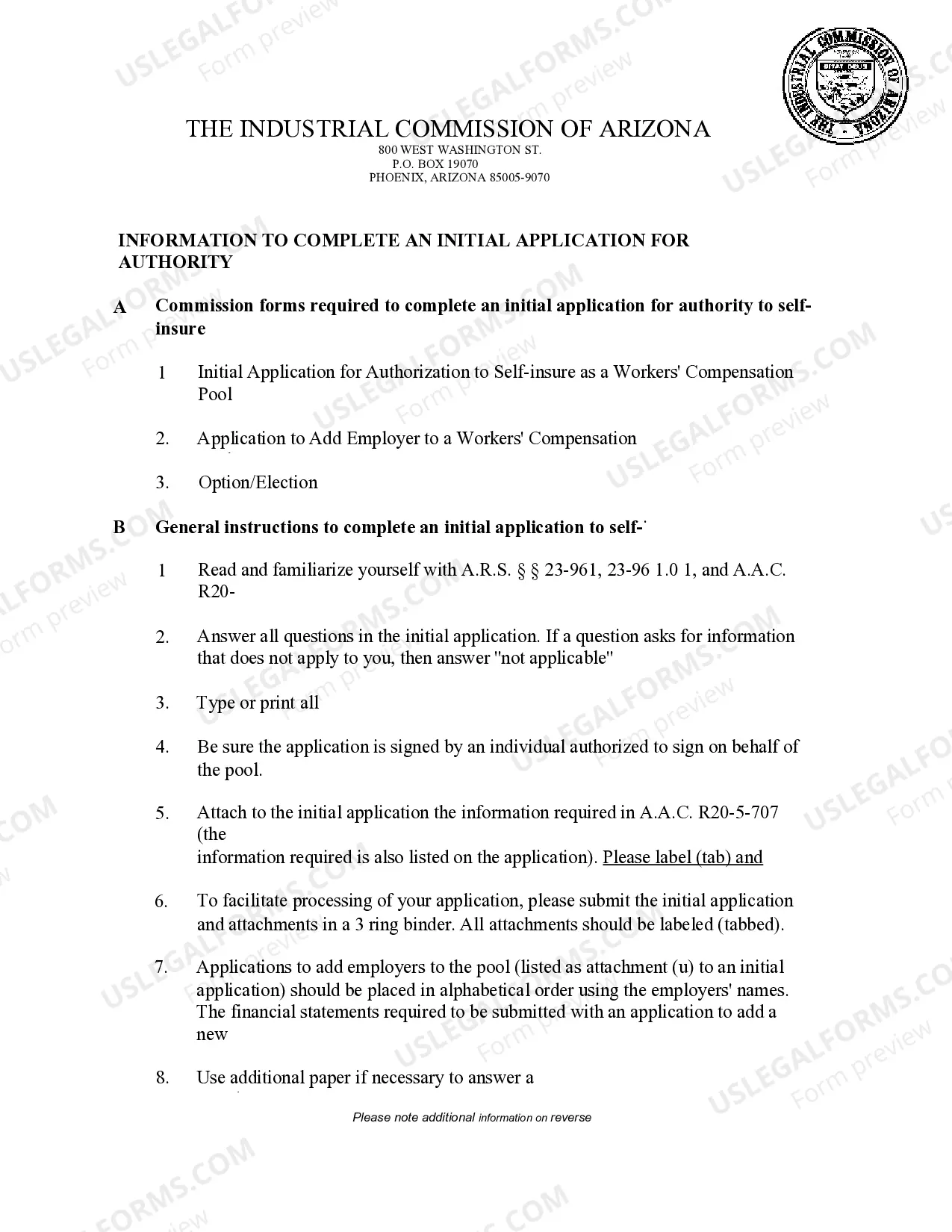 Preview Initial Pool Application For Authority To Self Insure