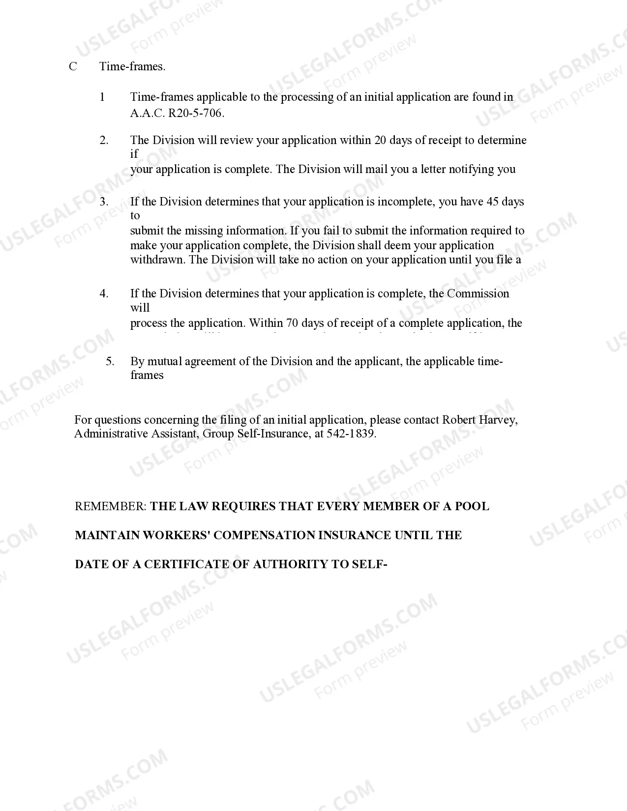 Preview Initial Pool Application For Authority To Self Insure