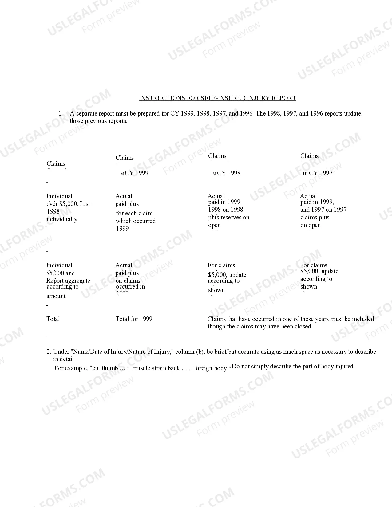 Preview Injury Report for Workers' Compensation
