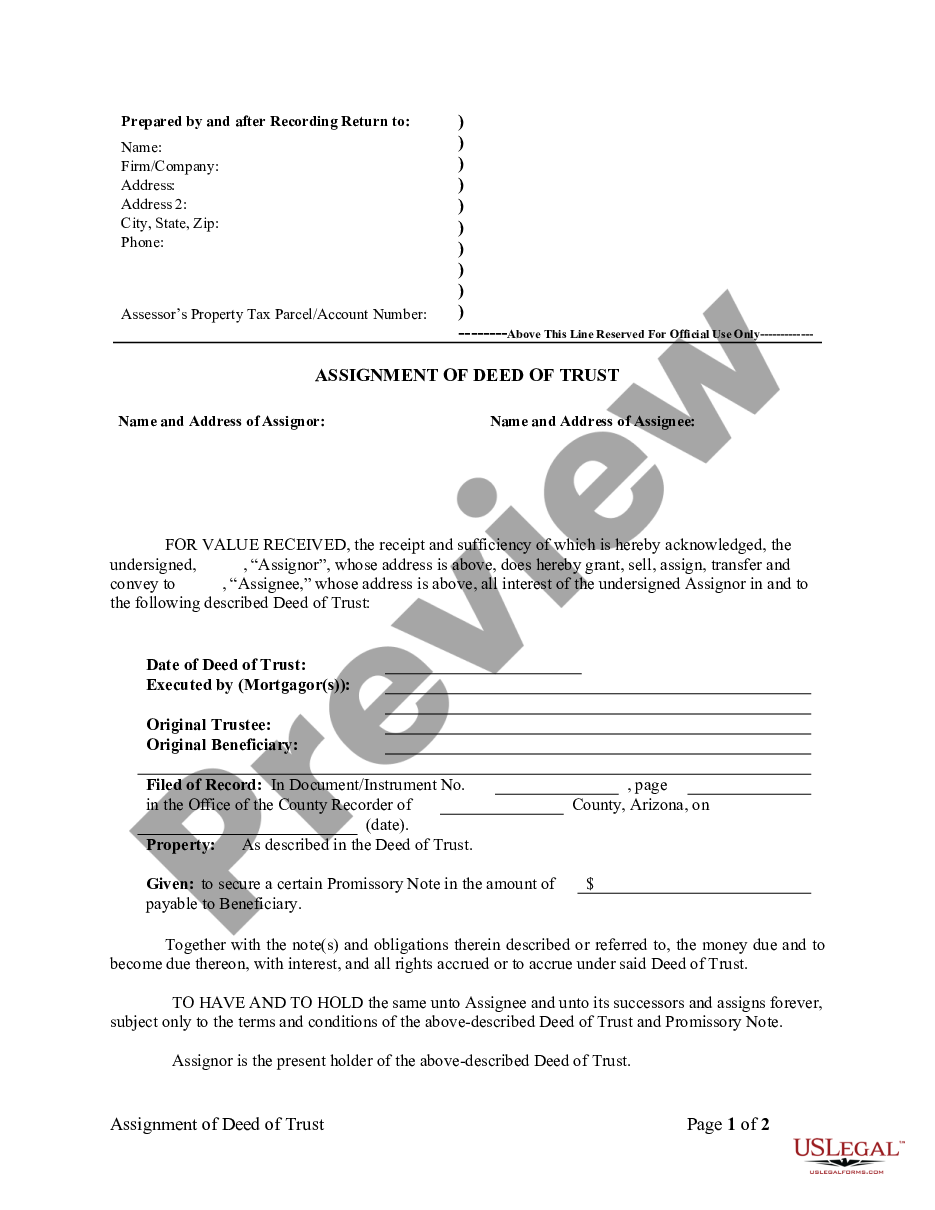 page 0 Assignment of Deed of Trust by Individual Mortgage Holder preview
