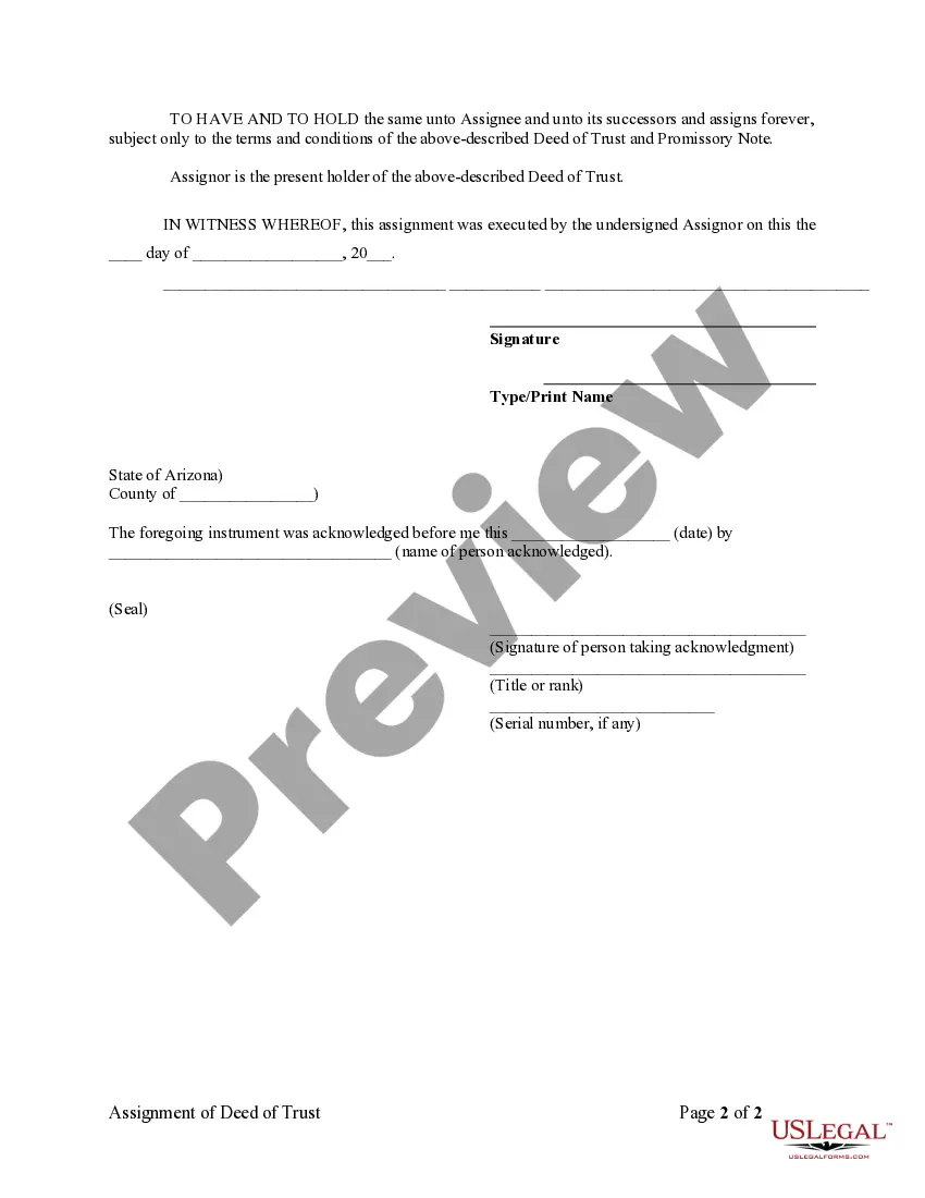 Preview Assignment of Deed of Trust by Individual Mortgage Holder