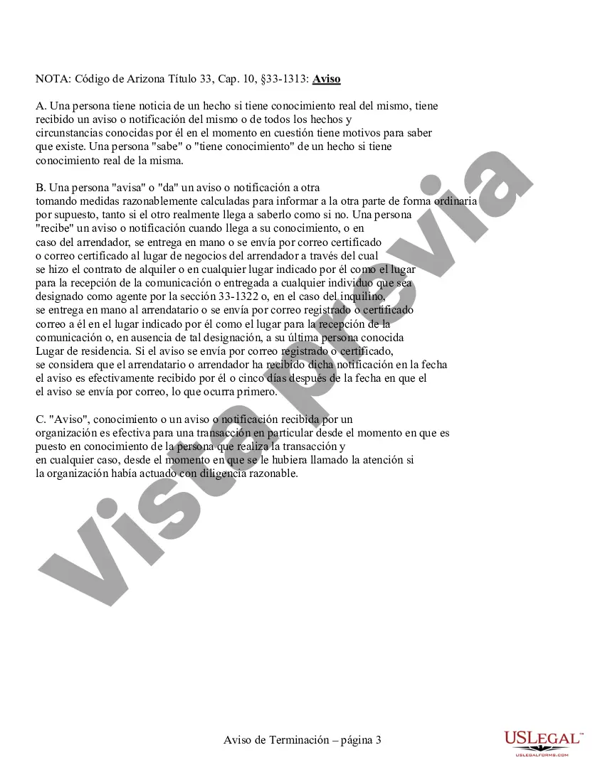 Preview Aviso de Terminación - No Residencial - Aviso de 10 Días del Inquilino al Propietario