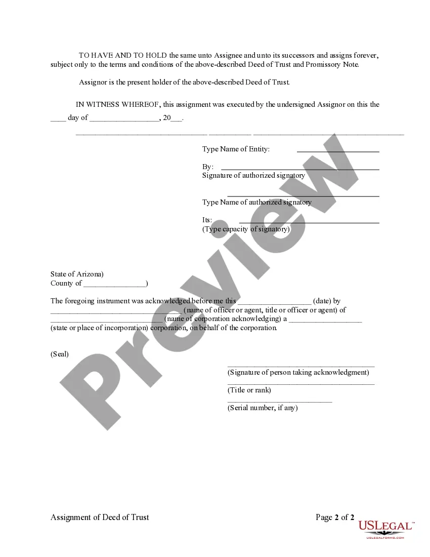Preview Assignment of Deed of Trust by Corporate Mortgage Holder