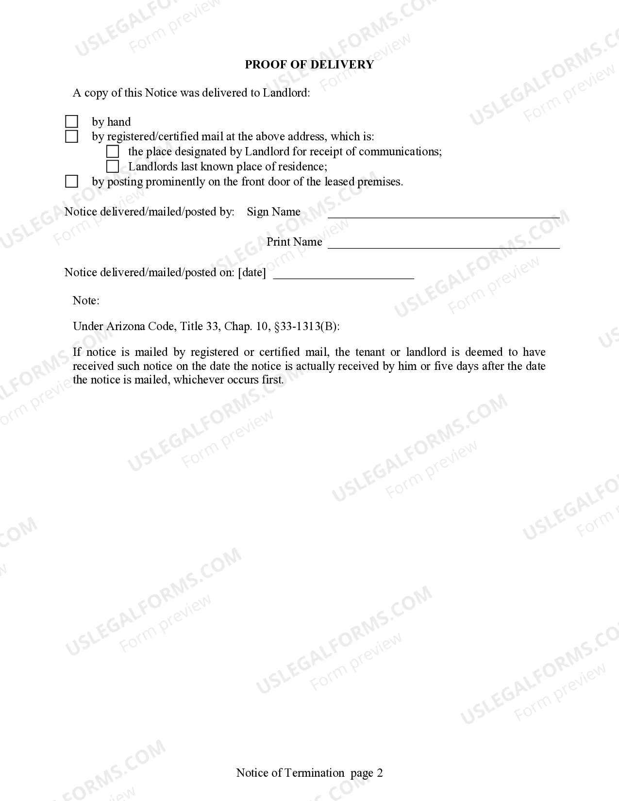 Preview 5 Day Notice to Landlord of Termination for Failure to Provide Possession for Residential from Tenant to Landlord