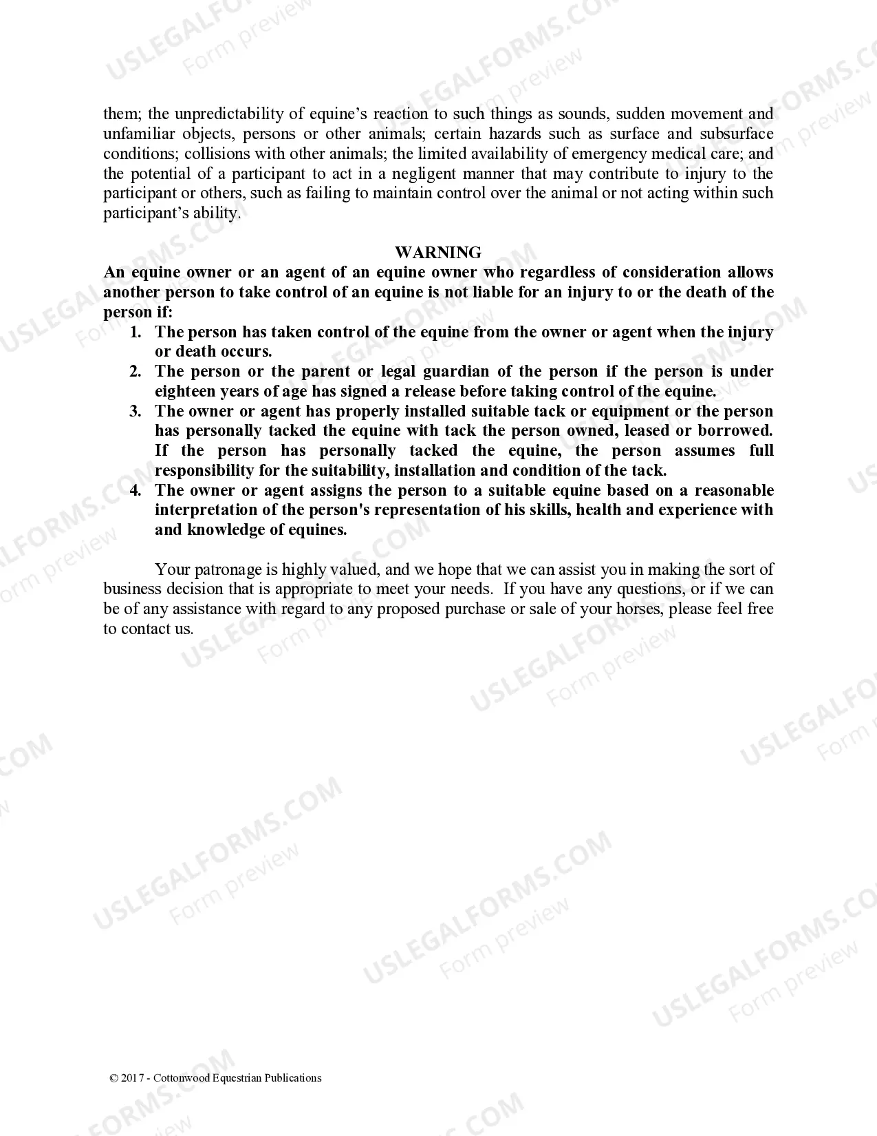 Preview Pre-Purchase Recommendations - Horse Equine Forms