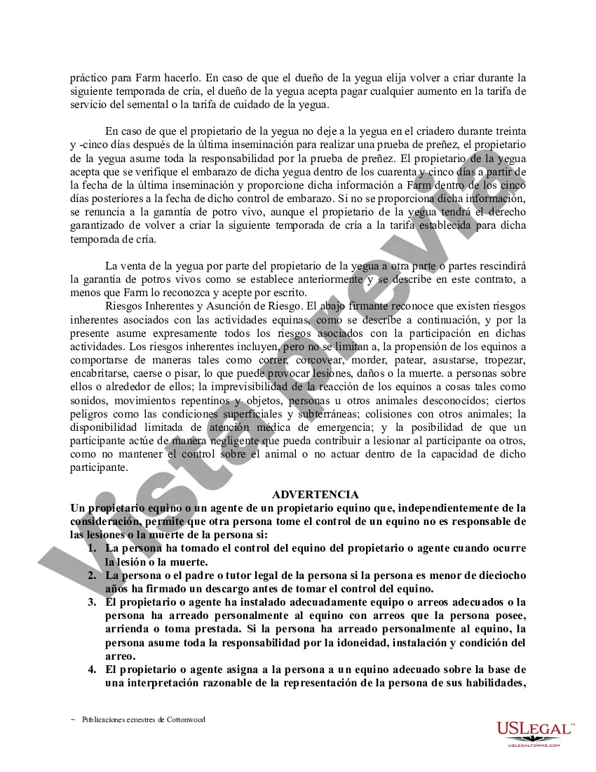 Preview Contrato de servicio de semental - Formularios equinos de caballos