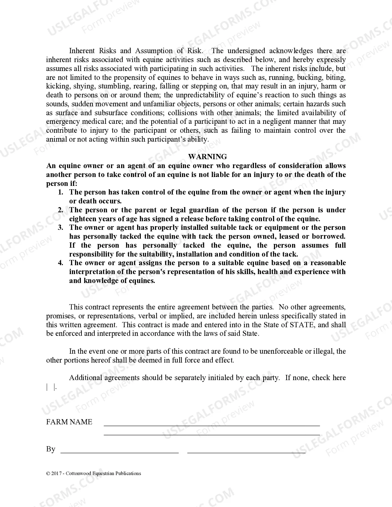 Preview Stallion Service Contract - Horse Equine Forms