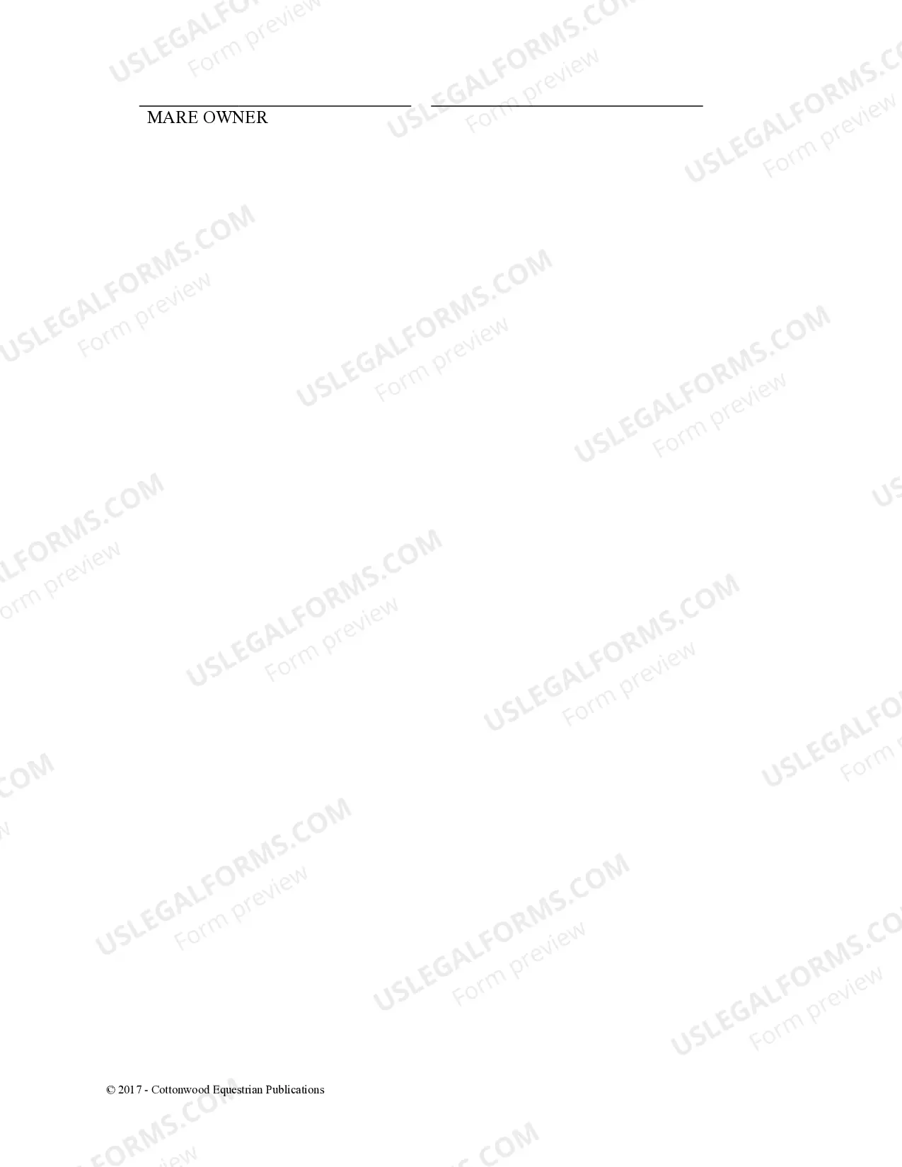 Preview Stallion Service Contract - Horse Equine Forms