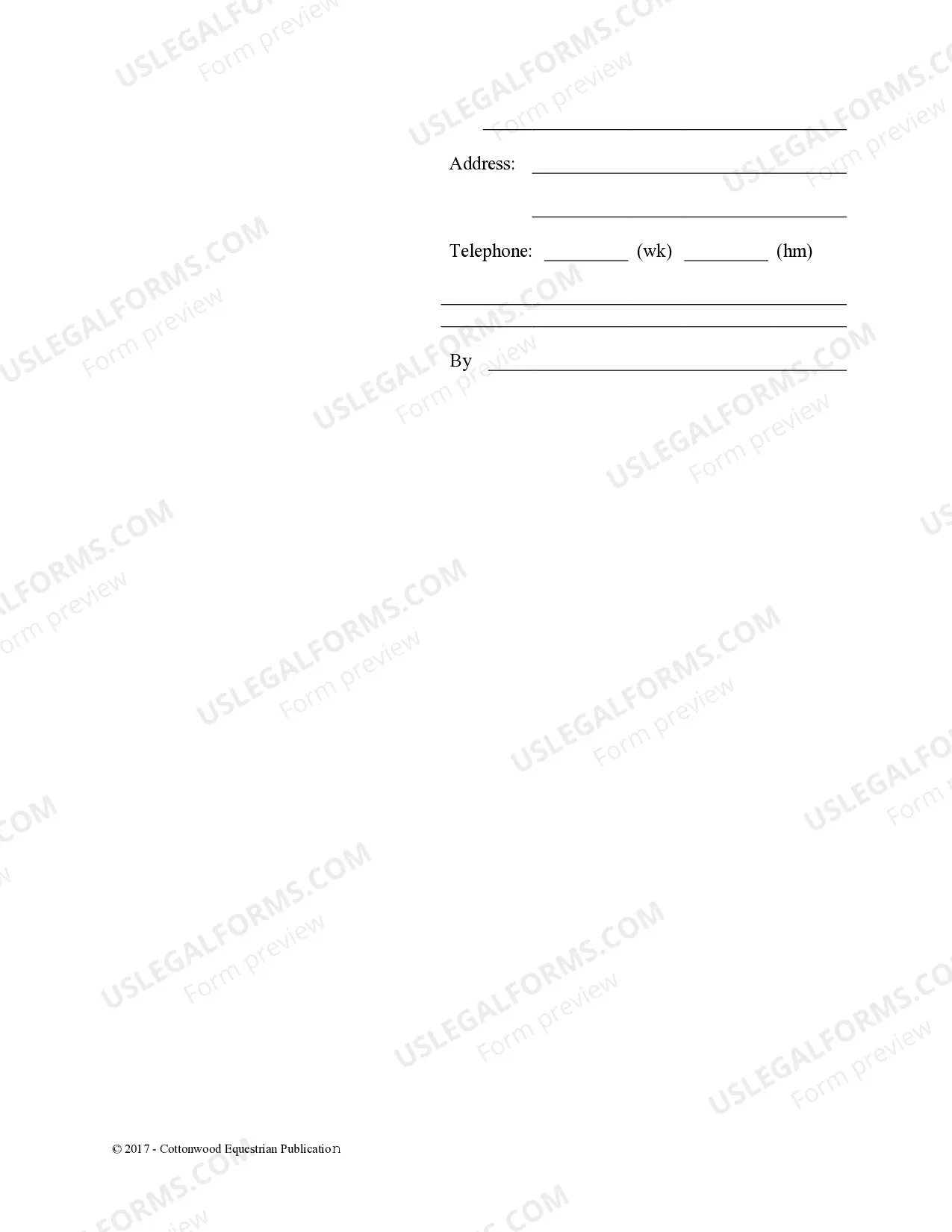 Preview Training Contract - Horse Equine Forms