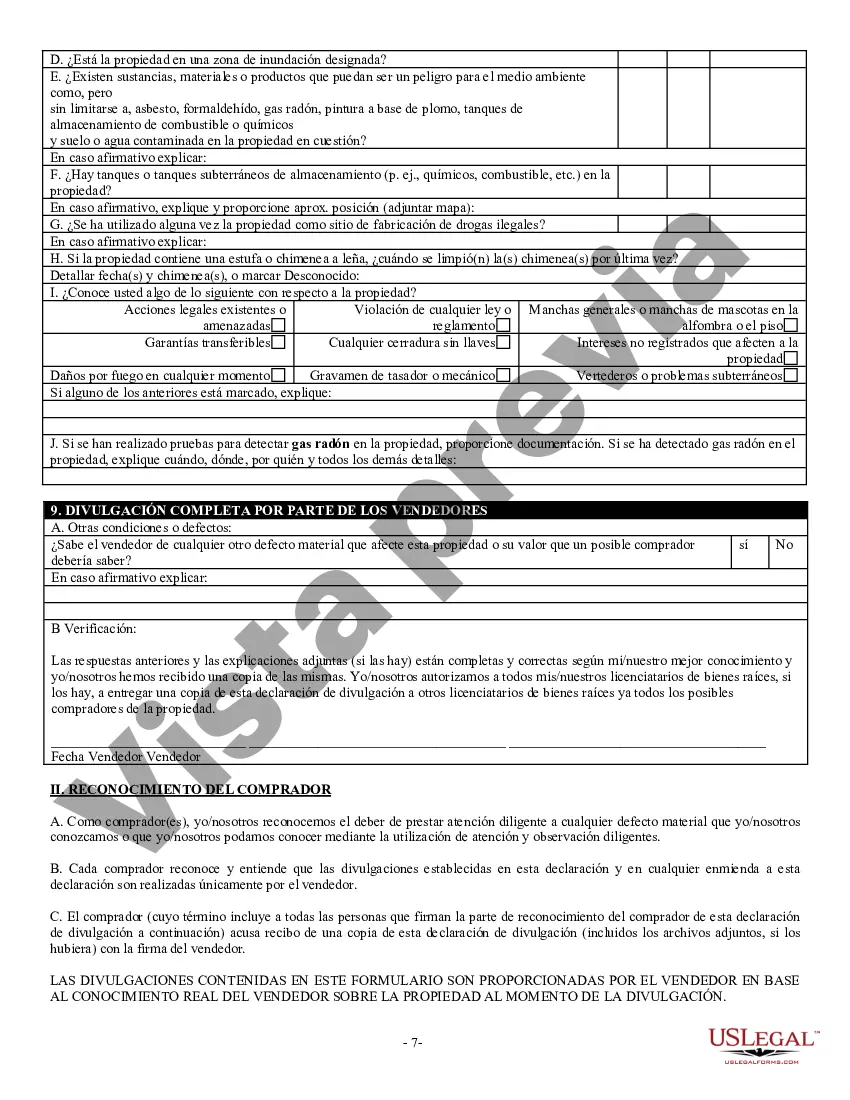 Preview Declaración de Divulgación de Ventas de Bienes Raíces Residenciales