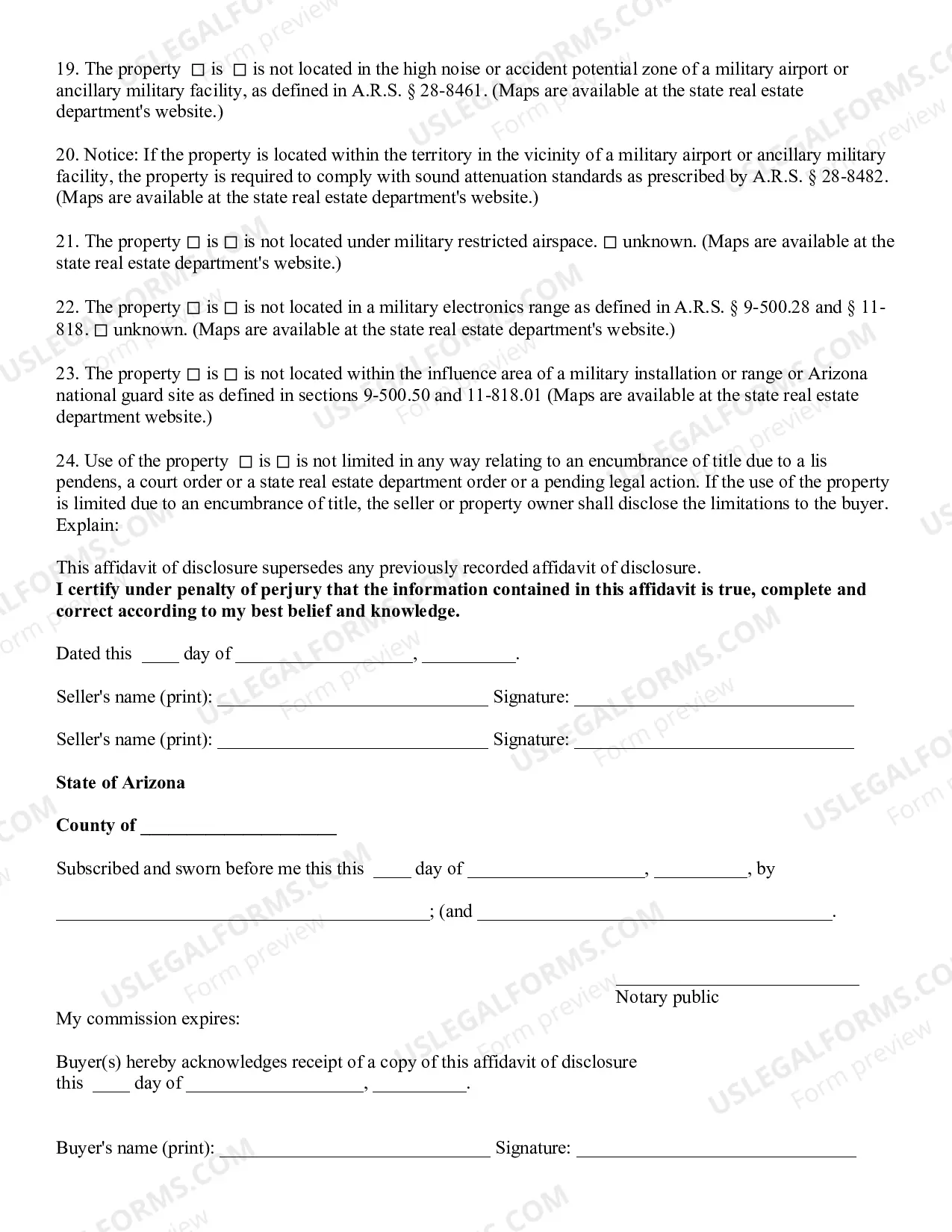 Preview Residential Real Estate Sales Disclosure Statement