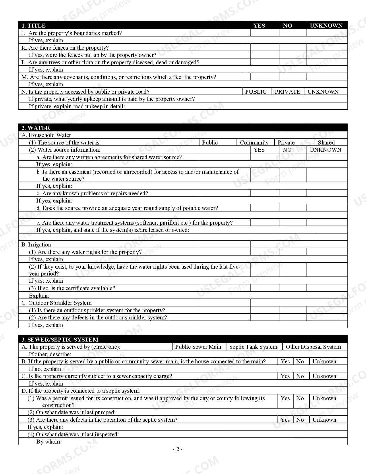 Preview Residential Real Estate Sales Disclosure Statement