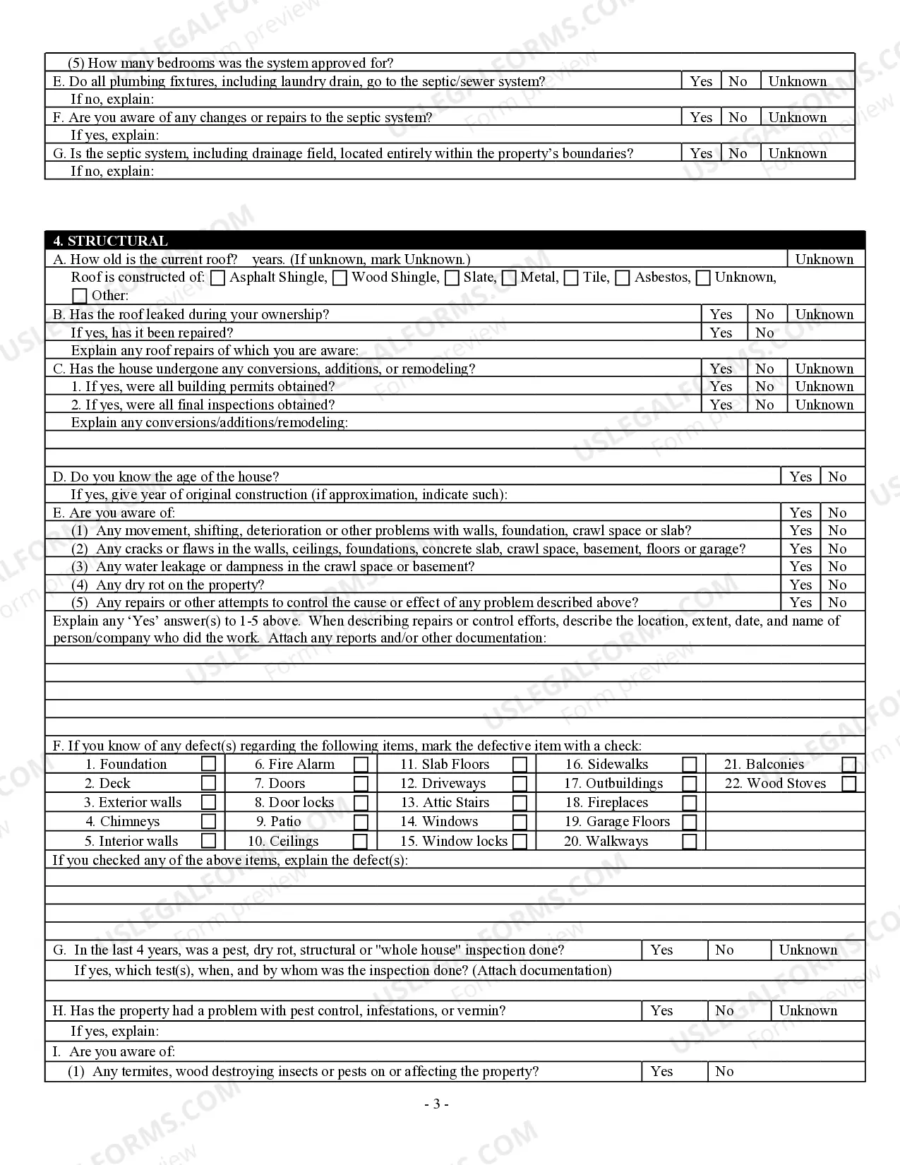 Preview Residential Real Estate Sales Disclosure Statement