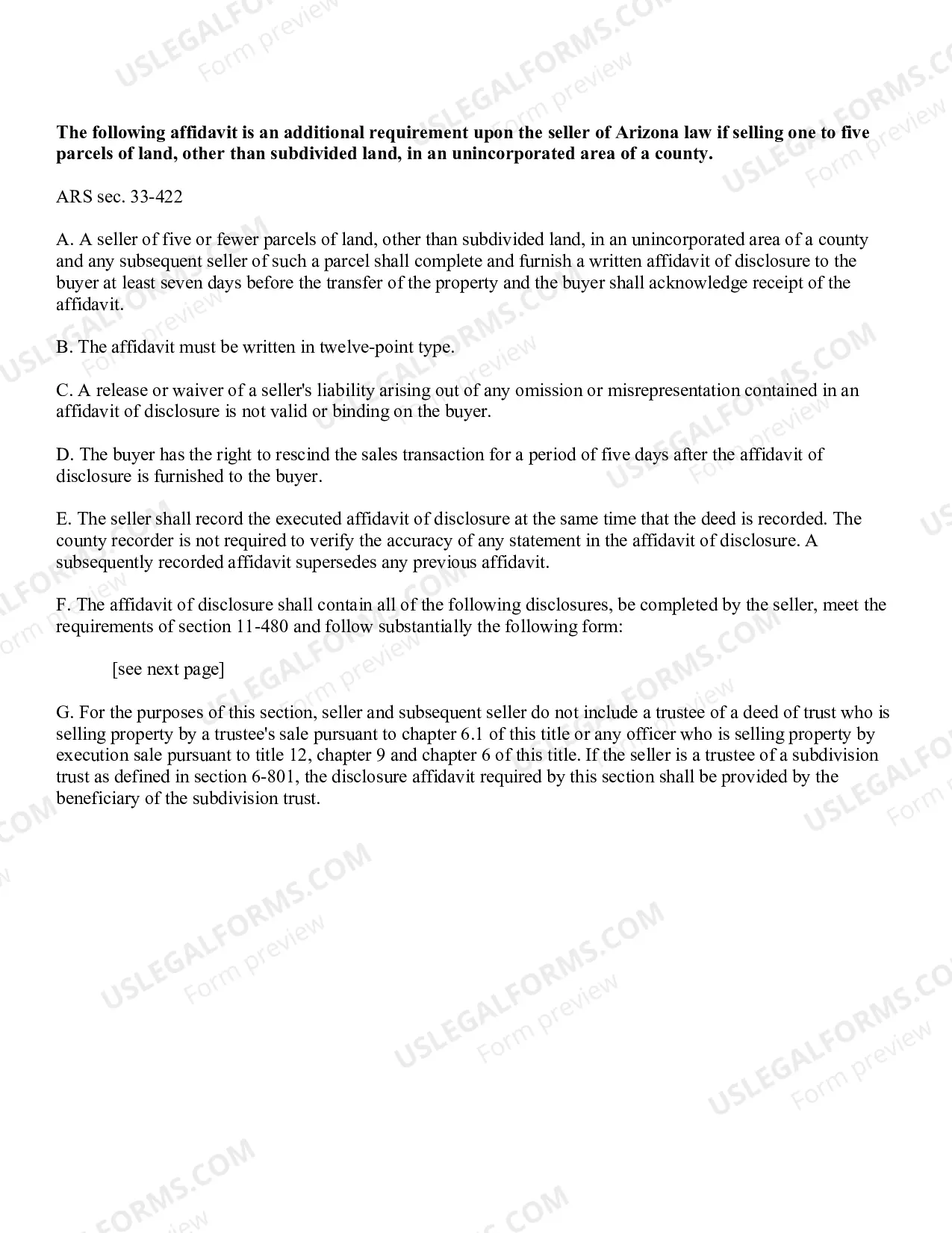 Preview Residential Real Estate Sales Disclosure Statement
