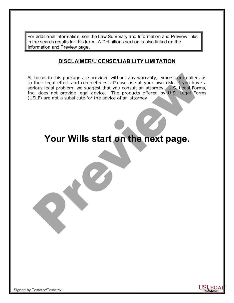 form Mutual Wills Package of Last Wills and Testaments for Unmarried Persons living together not Married with Adult Children preview