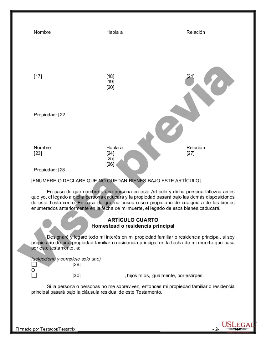 Preview Testamentos Mutuos o Últimas Voluntades y Testamentos para Personas Solteras que viven juntas, no Casadas con Hijos Menores