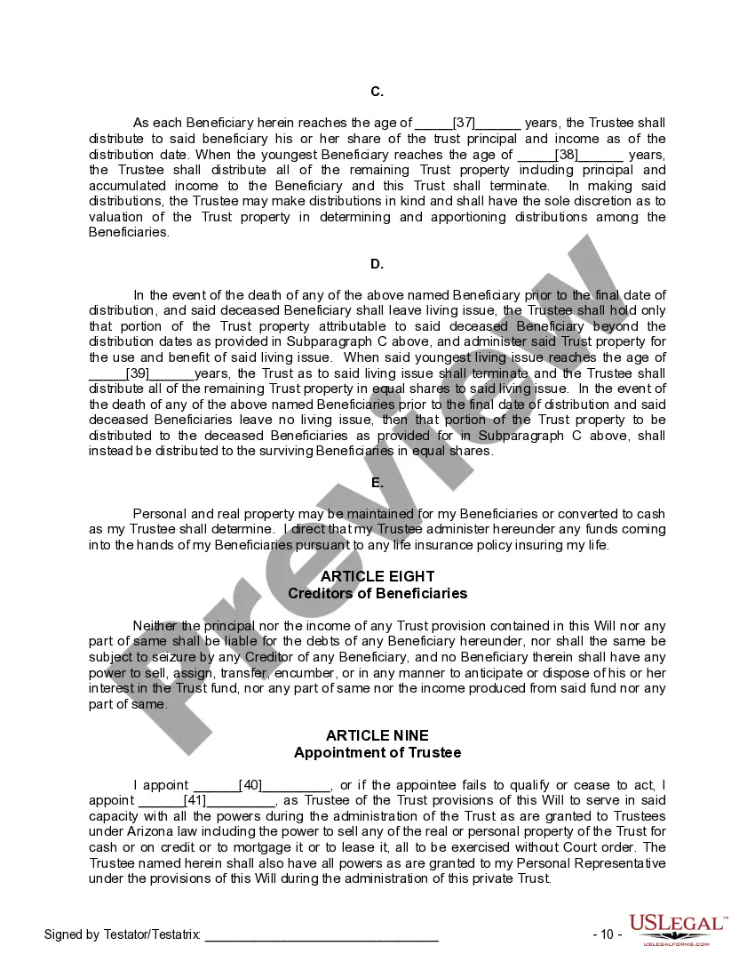 Preview Mutual Wills or Last Will and Testaments for Man and Woman living together, not Married with Minor Children