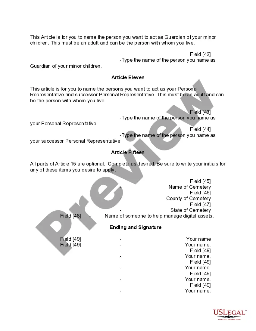 Preview Mutual Wills or Last Will and Testaments for Man and Woman living together, not Married with Minor Children