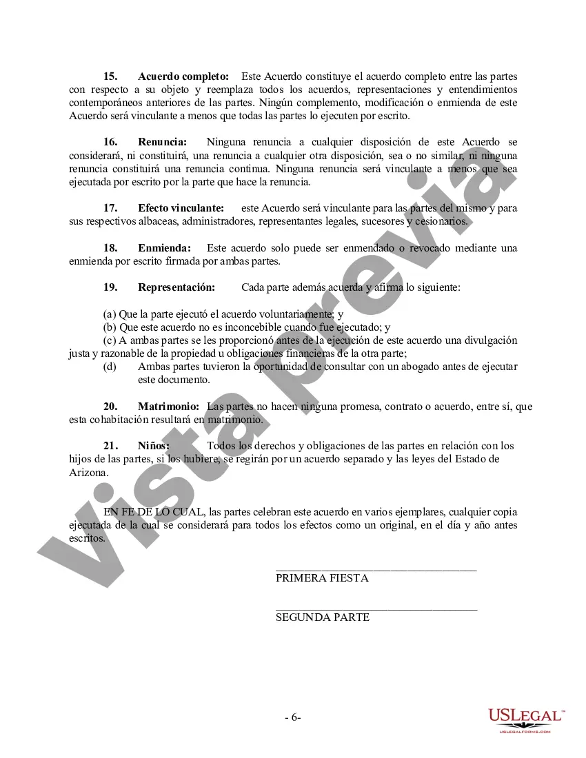 Preview Acuerdo de convivencia no marital de convivencia