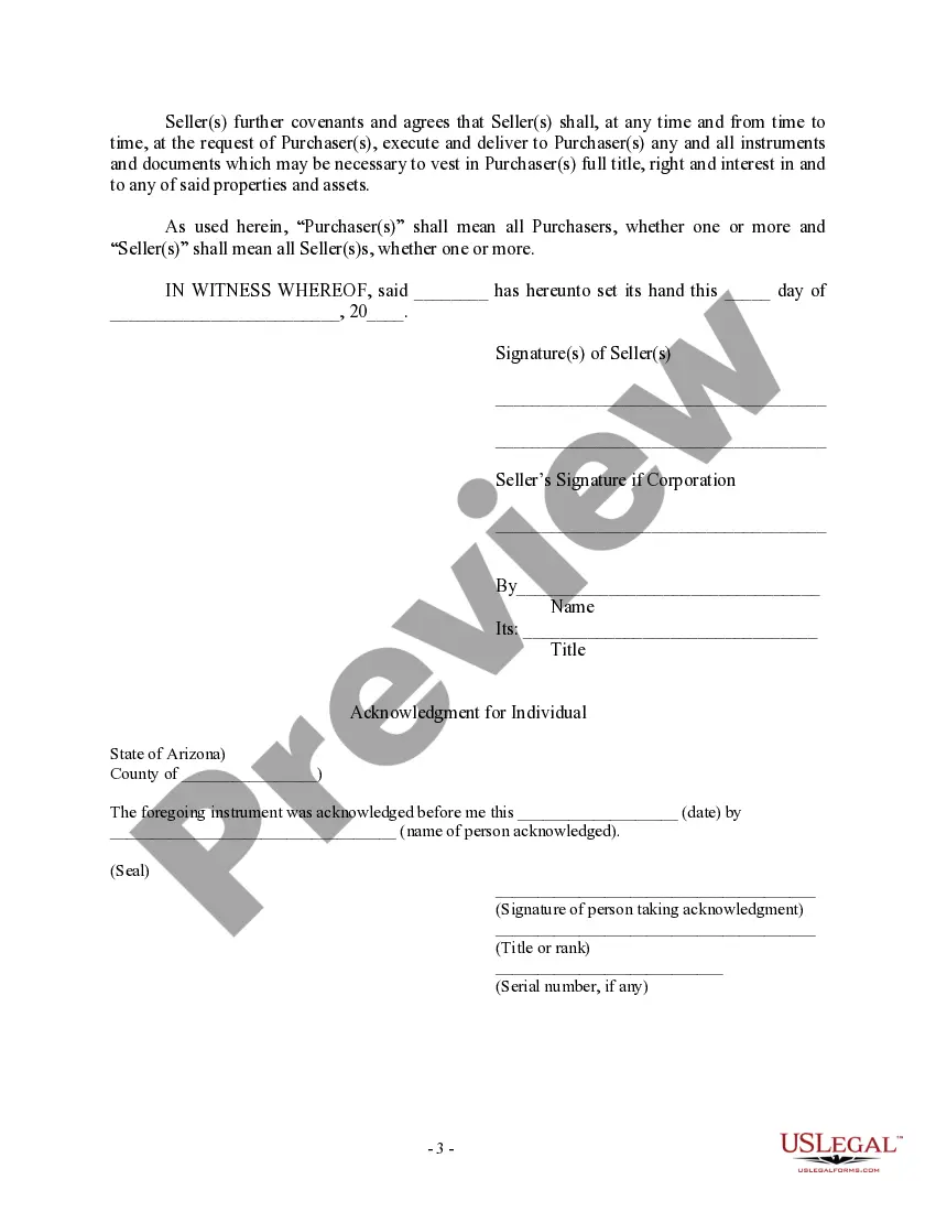 Preview Bill of Sale in Connection with Sale of Business by Individual or Corporate Seller