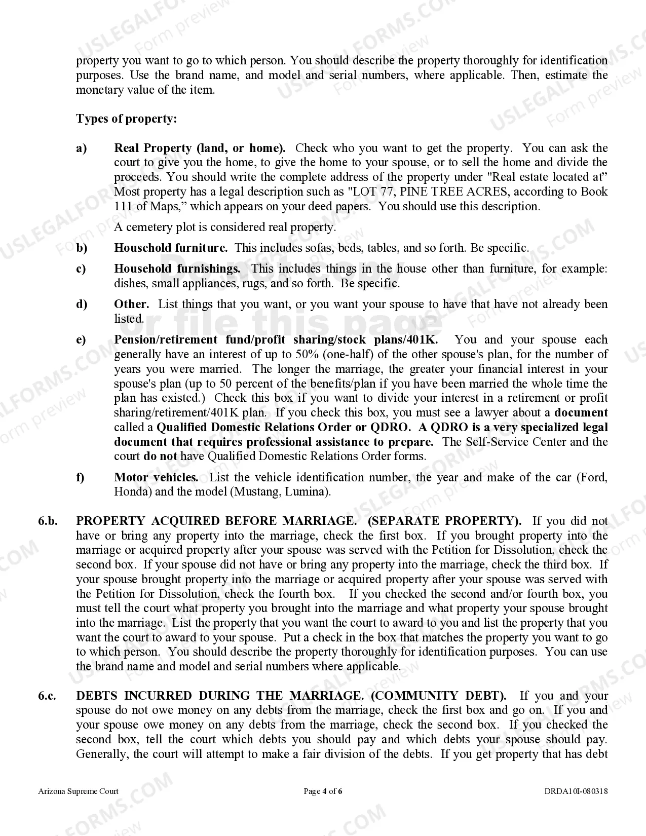 Preview Instructions - Petition for Dissolution of Marriage - Divorce - without Children
