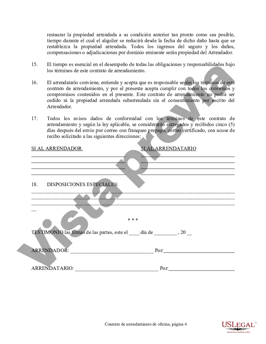 Preview Contrato de arrendamiento de oficina